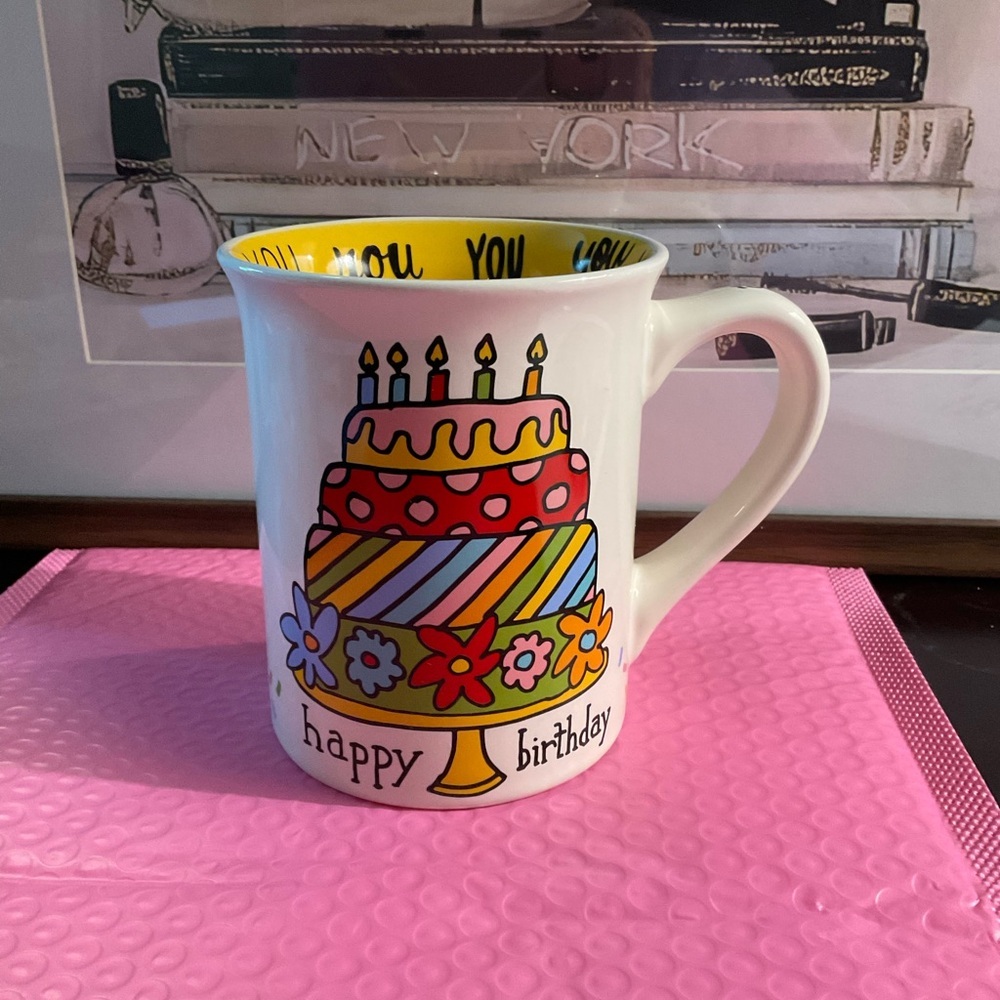 Enesco  Colorful Happy Birthday YOU YOU YOU Mug. 4.5” NEW IN BOX.